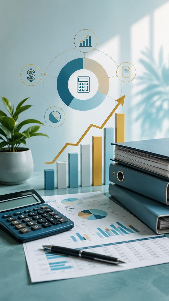 Elegant financial planning workspace representing thoughtful money management and future planning